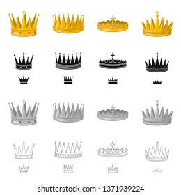 Vector design of medieval and nobility symbol. Collection of medieval and monarchy stock vector illustration.