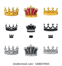 Vector design of medieval and nobility symbol. Set of medieval and monarchy stock vector illustration.