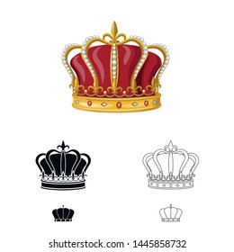 Vector design of medieval and nobility symbol. Set of medieval and monarchy stock vector illustration.