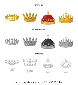 Vector design of medieval and nobility symbol. Collection of medieval and monarchy stock vector illustration.