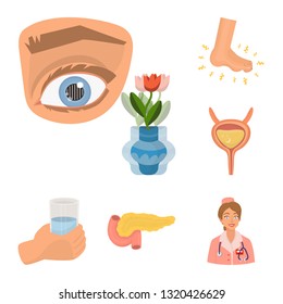 Vector design of mellitus and diabetes logo. Collection of mellitus and diet stock symbol for web.