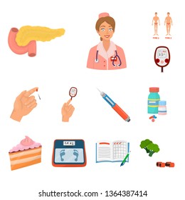Vector design of mellitus and diabetes logo. Collection of mellitus and diet stock symbol for web.