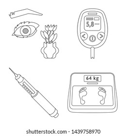 Vector design of mellitus and diabetes logo. Set of mellitus and diet stock symbol for web.