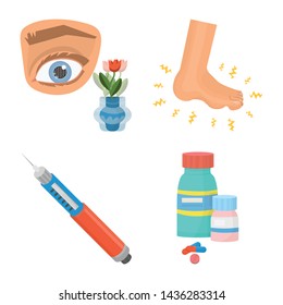 Vector design of mellitus and diabetes sign. Collection of mellitus and diet stock vector illustration.