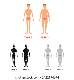 Vector design of men  and obese  icon. Set of men  and slim  stock symbol for web.