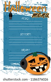 Vector design menu for Halloween. Halloween menu. Design of the menu for the party.