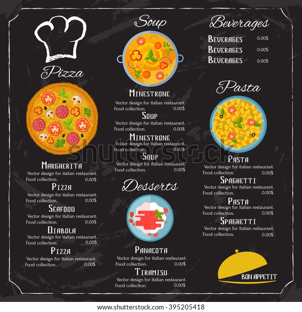 Vector Design Menu Italian Restaurant Food Stock Vector (Royalty Free ...