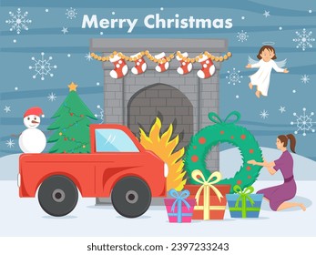 Vector design of Merry Christmas festival celebration background