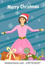 Vector design of Merry Christmas festival celebration background