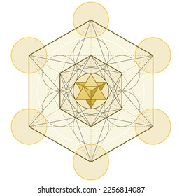 Diseño vectorial del símbolo metatrón, geometría sagrada, figura geométrica metatrónica