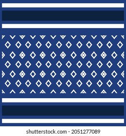 Vector design in Mexican flower style pattern with colors in blue and armed in continuous