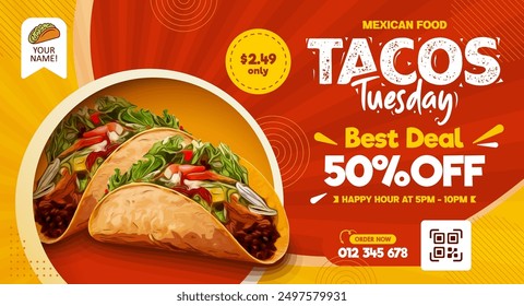 Vector design of Mexican food restaurant banner