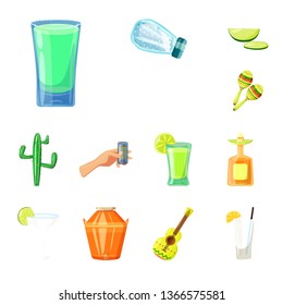 Vector design of Mexico and tequila icon. Collection of Mexico and fiesta vector icon for stock.