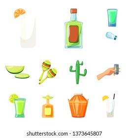 Vector design of Mexico and tequila icon. Set of Mexico and fiesta vector icon for stock.