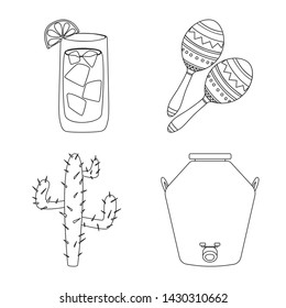 Vector design of Mexico and tequila icon. Collection of Mexico and fiesta vector icon for stock.