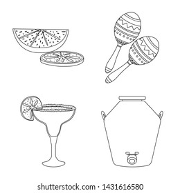 Vector design of Mexico and tequila icon. Set of Mexico and fiesta vector icon for stock.