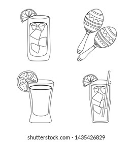 Vector design of Mexico and tequila icon. Collection of Mexico and fiesta stock vector illustration.