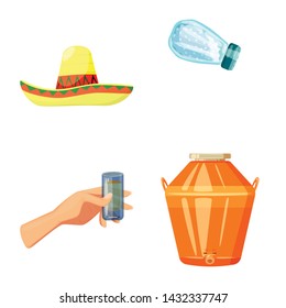Vector design of Mexico and tequila logo. Collection of Mexico and fiesta vector icon for stock.