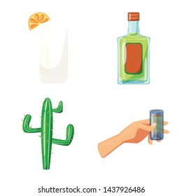 Vector design of Mexico and tequila logo. Set of Mexico and fiesta stock symbol for web.