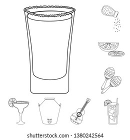 Vector design of Mexico and tequila sign. Set of Mexico and fiesta stock vector illustration.