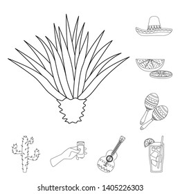 Vector design of Mexico and tequila sign. Collection of Mexico and fiesta stock vector illustration.