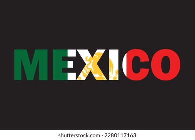 vector design mexico text with flag 