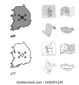 Vector design of middle and east sign. Set of middle and country vector icon for stock.