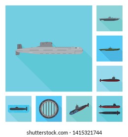 Vector design of military and nuclear icon. Collection of military and ship vector icon for stock.