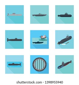 Vector design of military and nuclear logo. Set of military and ship stock symbol for web.