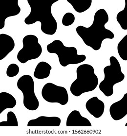Vector design of milk cow skin pattern with smooth black and white texture, can be used for fabrics, textiles, wrapping paper, tablecloths, curtain fabrics, clothing etc.