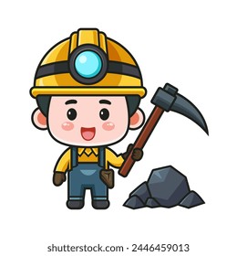Vector design of miner mascot holding axe