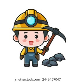 Vector design of miner mascot and mining tools