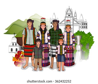 Vector design of Mizo family showing culture of Mizoram, India