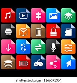vector design of mobile app paper icon set