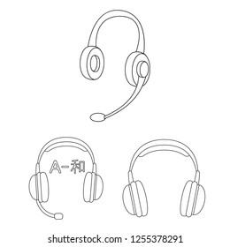 Vector design of mobile and music sign. Collection of mobile and dj  stock vector illustration.