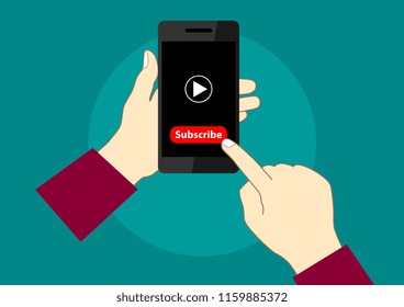 vector design of mobile phone video promotion subscribe account