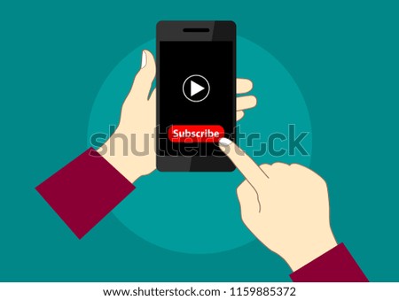 vector design of mobile phone video promotion subscribe account
