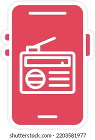 Estilo de icono de radio móvil de diseño de vectores