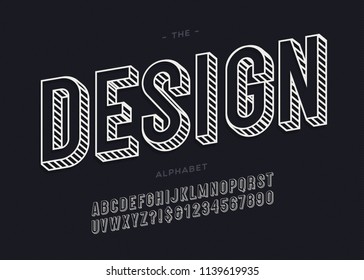 Vector design modern 3d alphabet for decoration, logo, party poster, t shirt, book, greeting card, sale banner, printing on fabric, stamp. Cool typography typeface. Trendy font. 10 eps