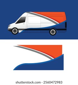 vector design modern decal body cargo van. simple branding van sticker