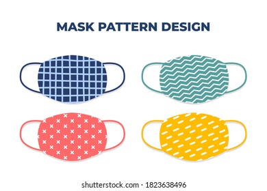 Diseño vectorial del patrón moderno de máscara facial para evitar el polvo, bacterias, coronavirus y otros