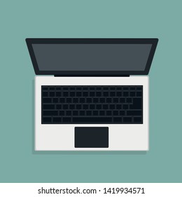Vector design of modern laptop in top view