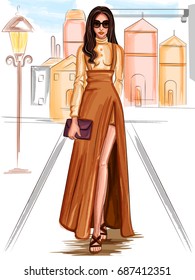 Vector design of modern stylish trendy woman fashionable model