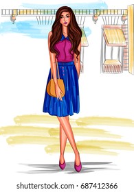 Vector design of modern stylish trendy woman fashionable model