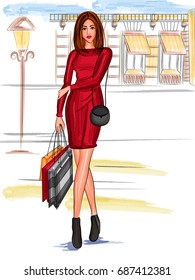 Vector design of modern stylish trendy woman fashionable model