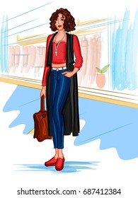 Vector design of modern stylish trendy woman fashionable model