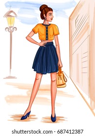 Vector design of modern stylish trendy woman fashionable model