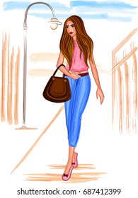 Vector design of modern stylish trendy woman fashionable model