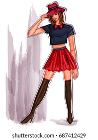 Vector design of modern stylish trendy woman fashionable model