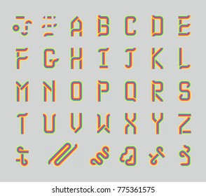 Vector design of modular rainbow font A to Z Aphabet